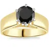 Pompeii3 2ct Round Black Diamond Solitaire Engagement Ring 14k Yellow Gold In White