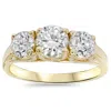 Pompeii3 2ct Round Diamond 3-stone Engagement Ring 14k Yellow Gold In Multi