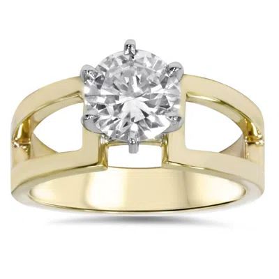 Pompeii3 2ct Round Solitaire Engagement Ring 14k Yellow Gold In Silver