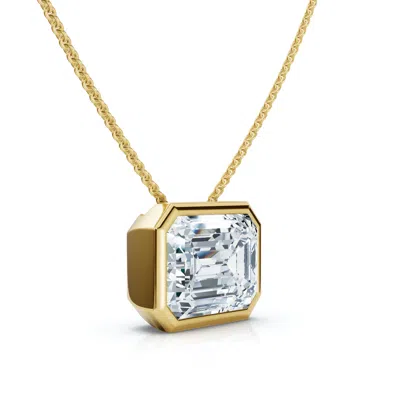Pompeii3 2ct Solitaire Bezel Emerald Diamond East West Pendant 14k Gold Necklace Lab Grown