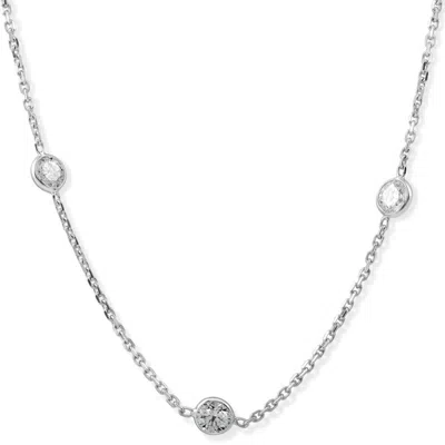 Pompeii3 2ct T. W. Round-cut Natural Diamond Bezel Station 18" Necklace 14k White Gold In Multi