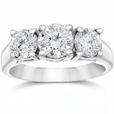 Pompeii3 2ct Three Stone Diamond Engagement Ring 14k White Gold Size Selectable In Brown