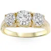 Pompeii3 2ct Round Diamond 3-stone Engagement Ring 14k Yellow Gold In Silver