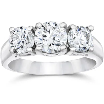 Pompeii3 2ct Three Stone Lab Grown Diamond Engagement Ring 14k White Gold In Multi