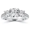 Pompeii3 2ct Three Stone Round Diamond Engagement Ring 14k White Gold In Silver