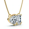 Pompeii3 2ct Toi Et Moi Heart Emerald Diamond Pendant 14k Gold Necklace Lab Grown In Gold