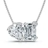 Pompeii3 2ct Toi Et Moi Heart Emerald Diamond Pendant 14k Gold Necklace Lab Grown In White