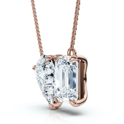 Pompeii3 2ct Toi Et Moi Pear And Emerald Diamond Pendant 14k Gold 18" Necklace Lab Grown