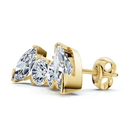 Pompeii3 2ct Toi Et Moi Round & Marquise Diamond Earrings 14k Gold 18" Lab Grown