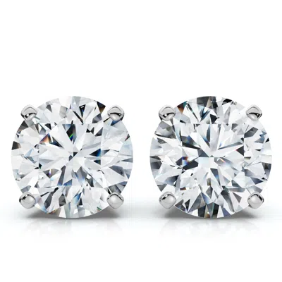 Pompeii3 2ct Total Weight Round Diamond Screw Back Studs 14k Gold Lab Grown In Silver
