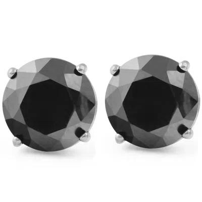 Pompeii3 2ct Treated Black Diamond Studs Earrings In 14k White & Yellow Gold In Basket Setting