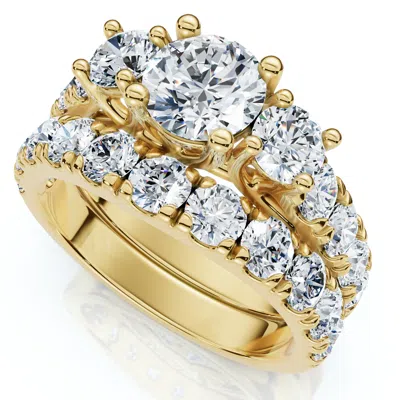 Pompeii3 2ct Tw 3-stone Diamond Engagement Wedding Ring Set 14k Gold Or Pt Lab Grown In Multi