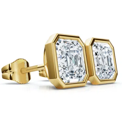 Pompeii3 2ct Tw Asscher Cut Bezel Diamond Studs 14k Gold Lab Grown In Silver