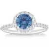 Pompeii3 2ct Tw Blue & White Diamond Halo Engagement Ring In 14k White Gold In Multi