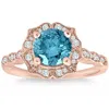 Pompeii3 2ct Tw Blue & White Diamond Halo Vintage Engagement Ring 14k Rose Gold In White