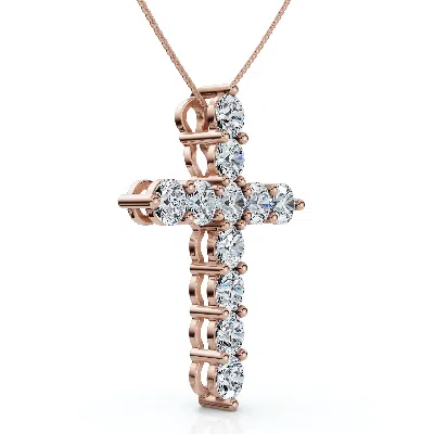 Pompeii3 2ct Tw Diamond Cross Women's Necklace 14k Gold Lab Grown 1" Tall In Pink