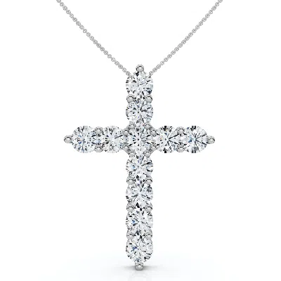 Pompeii3 2ct Tw Diamond Cross Women's Necklace 14k Gold Lab Grown 1" Tall In Metallic
