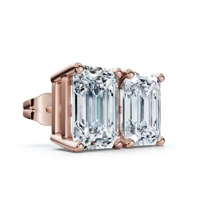 Pompeii3 2ct Tw Emerald Cut Diamond Studs 14k Gold Lab Grown In Multi