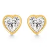Pompeii3 2ct Tw Heart Shape Diamond Bezel Stud Earrings 14k Gold Lab Grown