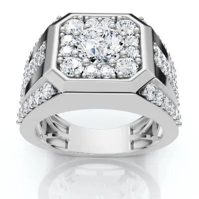 Pompeii3 2ct Tw Men's Diamond Ring 14k White Gold Lab Grown Wedding Anniversary Band In Silver