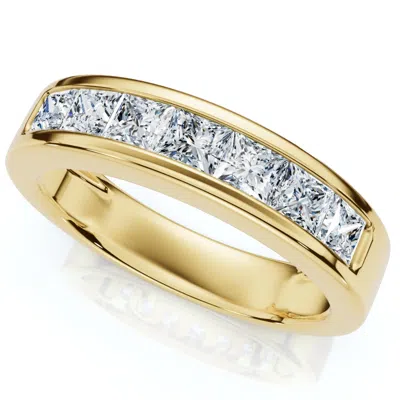 Pompeii3 2ct Tw Men's Princess Cut Diamond Channel Set Wedding Ring Gold Lab Grown In Silver