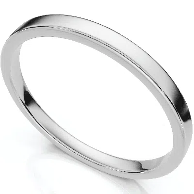 Pompeii3 2mm Flat 14k White Gold Stacker Wedding Guard Ring Band Size Selectable In Multi