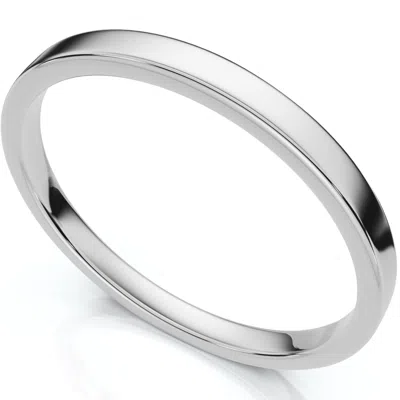 Pompeii3 950 Platinum 2mm Flat Comfort Fit Wedding Band Ring Size Selectable In Metallic