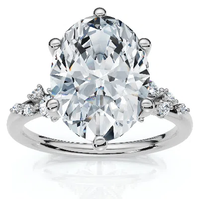 Pompeii3 3 1/10ct Doris Oval Diamond Engagement Ring 14k Gold Lab Grown In Silver