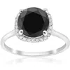Pompeii3 3 1/10ct Treated Black Diamond Cushion Halo Engagement Ring 14k White Gold In Multi