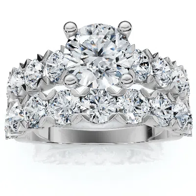 Pompeii3 3 1/2 Ct Diamond Engagement Wedding Ring Set White Gold Enhanced In Multi