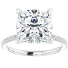 Pompeii3 3 1/2 Cushion Moissanite And Diamond Engagement Ring 14k White Gold In Multi