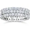 Pompeii3 3 1/2ct 3-row Lab Grown Diamond Eternity Ring 14k White Gold In Silver