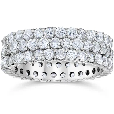 Pompeii3 3 1/2ct 3-row Lab Grown Diamond Eternity Ring 14k White Gold In Multi