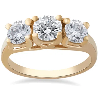 Pompeii3 3 1/2ct 3-stone Engagement Ring 14k Yellow Gold In Multi