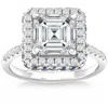 Pompeii3 3 1/2ct Asscher Cut Moissanite Diamond & Sapphire Gold Ring Lab Grown 14k In White