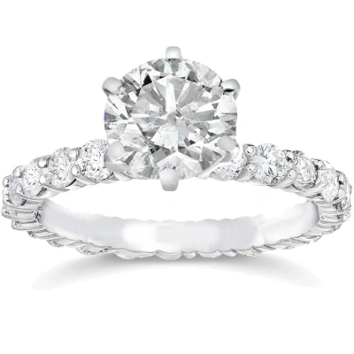 Pompeii3 3 1/2ct Clarity Enhanced Diamond Eternity Engagement Ring 14k Round Cut White Gold In Multi