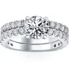 Pompeii3 3 1/2ct Diamond Engagement Wedding Ring Set 14k White Gold Lab Grown In Silver