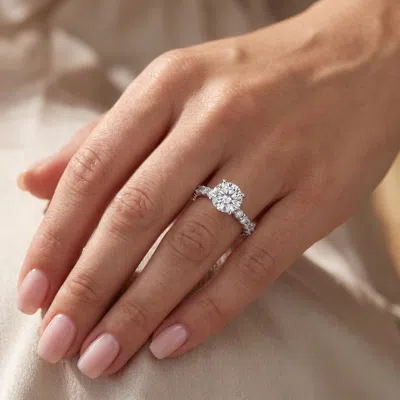 Pompeii3 3 1/2ct Diamond Eternity Engagement Ring Lab Grown 14k White Gold In Metallic