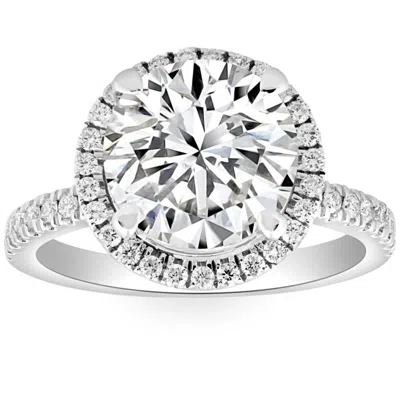 Pompeii3 3 1/2ct Diamond Halo Lab Grown Engagement Ring In White, Yellow Or Rose Gold In Multi