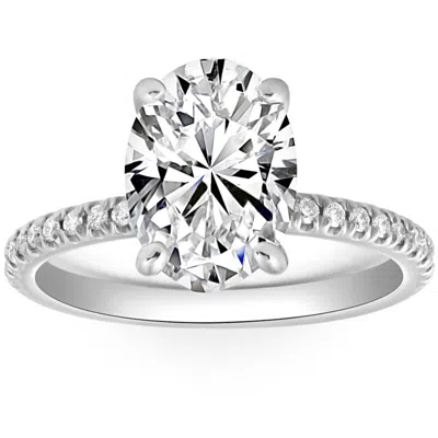 Pompeii3 3 1/2ct Oval Diamond Engagement Accent Ring 14k White Gold Lab Grown In Multi