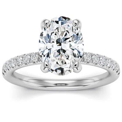 Pompeii3 3 1/2ct Oval Diamond Engagement Ring Lab Grown In 14k White, Yellow Or Rose Gold In Silver