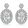 Pompeii3 3 1/2ct Oval Halo Dangle Diamond Earrings Yellow Gold Studs Lab Grown In Gold