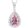 Pompeii3 3 1/2ct Pink Topaz & Diamond Halo Pendant 10k White Gold Womens Necklace 1" Tall In Multi