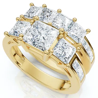 Pompeii3 3 1/2ct Princess Cut Diamond Engagement Ring Set 14k Gold Or Platinum Lab Grown In Multi
