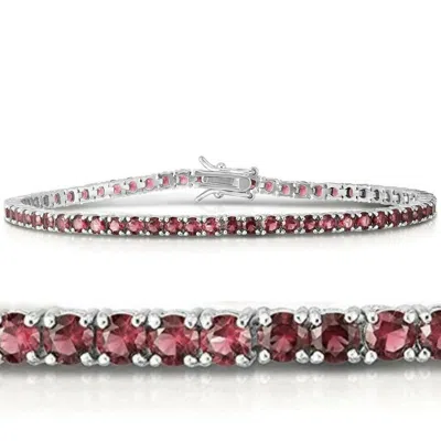 Pompeii3 3 1/2ct Ruby Tennis Bracelet 14k White Gold 7" In Red