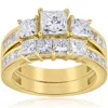 Pompeii3 3 1/2ct Side Stone Diamond Ring Set 14k Yellow Gold In Multi