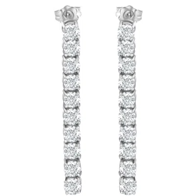 Pompeii3 3 1/2ct Tw Real Diamond Dangle Earrings Women's Studs 14k White Gold 1 1/2" Tall In Metallic