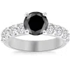 Pompeii3 3 1/4ct Black Moissanite & Diamond Engagement Ring In 10k White Or Yellow Gold In Multi