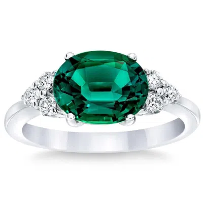 Pompeii3 3 1/4ct Oval Emerald & Lab Grown Diamond Ring In 10k White Or Yellow Gold In Multi