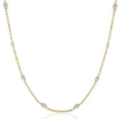 Pompeii3 3 1/4ct Oval Shape Diamonds By The Yard Necklace 14k Yellow Gold Lab Grown 18" In Silver
